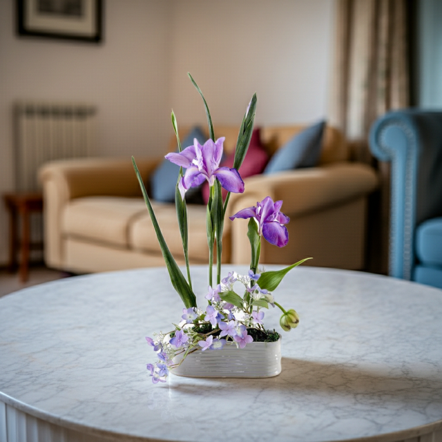 造花・アートフラワー・和モダン・和風アレンジメント】紫苑―shion