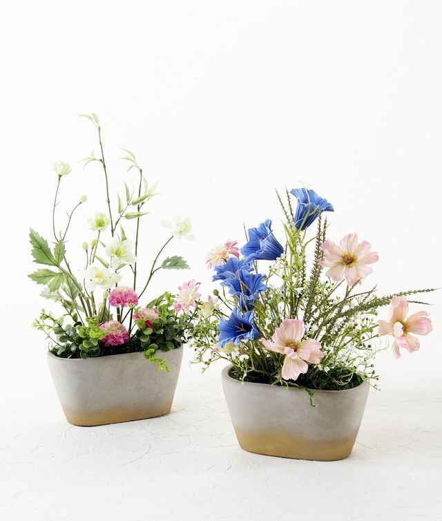 【造花・アーティフィシャルフラワー・アレンジメント】コスモスとカンパニュラのナチュラルアレンジメント