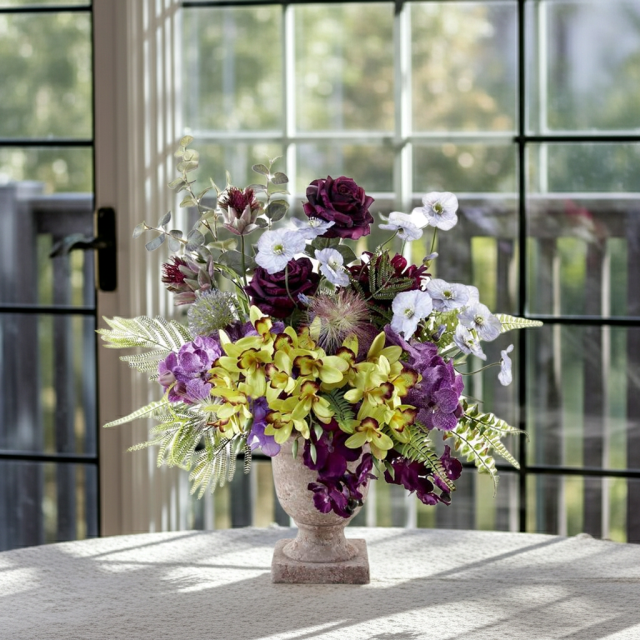 オーキッドとダリアのアートフラワーアレンジメント アーティフィシャルフラワー・アートフラワー・造花アレンジメント