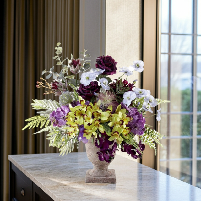 オーキッドとダリアのアートフラワーアレンジメント アーティフィシャルフラワー・アートフラワー・造花アレンジメント