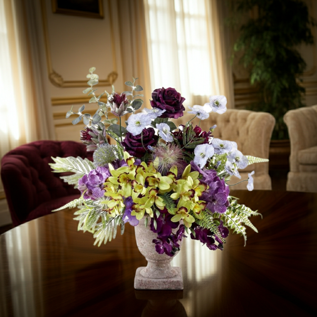 オーキッドとダリアのアートフラワーアレンジメント アーティフィシャルフラワー・アートフラワー・造花アレンジメント