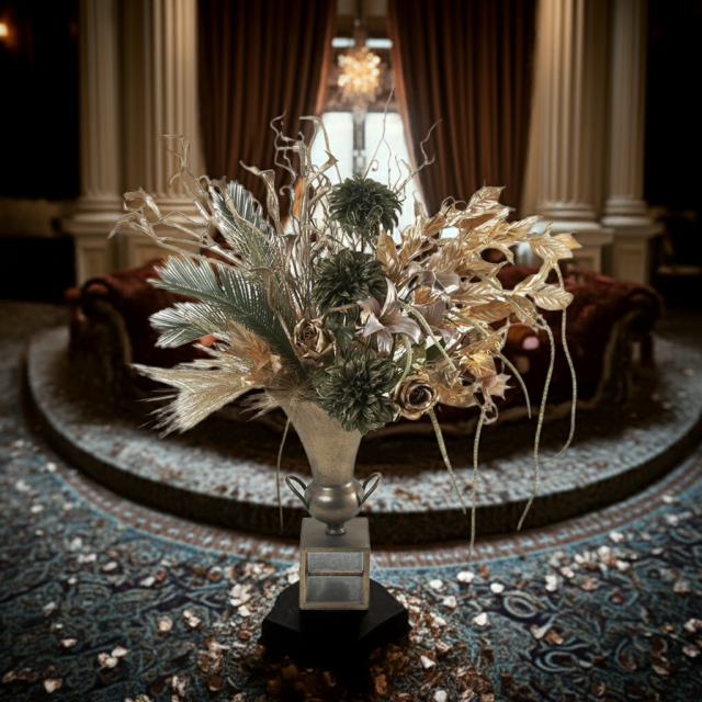 【プレミアムデザイン/造花・アートフラワーアレンジメント-golden peacock wings】ゴールデンピーコックウィング