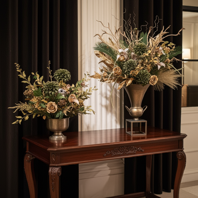 【プレミアムデザイン/造花・アートフラワーアレンジメント-golden peacock wings】ゴールデンピーコックウィング