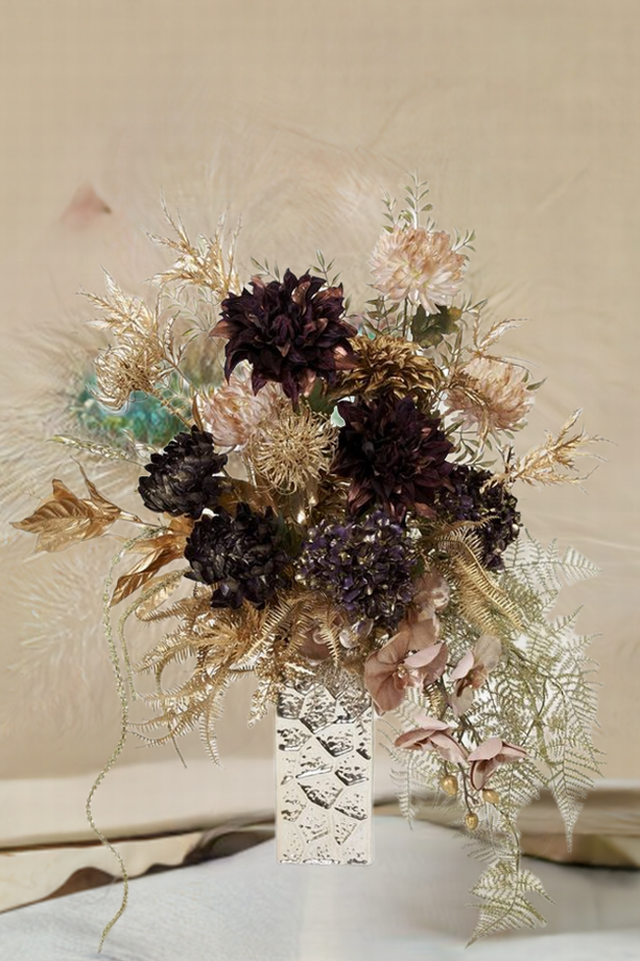 【プレミアムコレクション 造花・アーティフィシャルフラワーアレンジメント】Deep purple sunrise