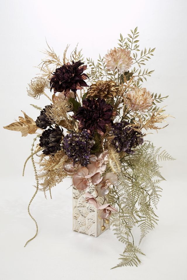 【プレミアムコレクション 造花・アーティフィシャルフラワーアレンジメント】Deep purple sunrise