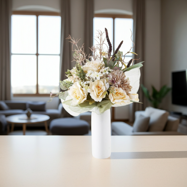 アーティフィシャルフラワー インテリアブーケアレンジ】バラ&ダリアの