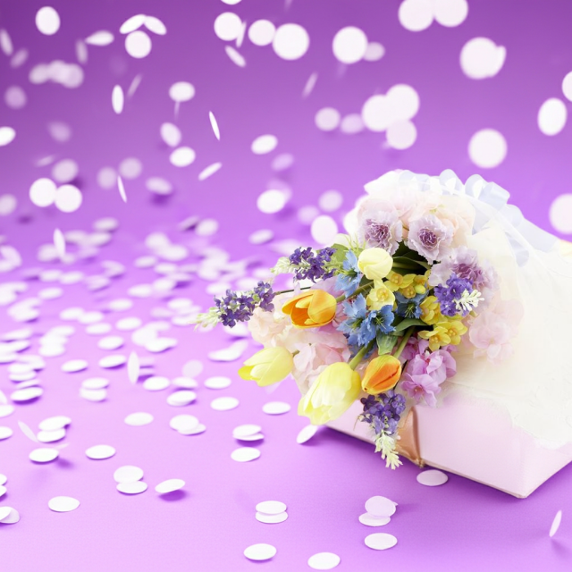 【贈答・贈呈用花束・造花花束・花束ギフト】スイートピーとチューリップのアーティフィシャルフラワーブーケ/ラベンダーミックス