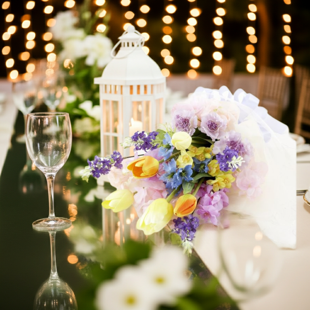 【贈答・贈呈用花束・造花花束・花束ギフト】スイートピーとチューリップのアーティフィシャルフラワーブーケ/ラベンダーミックス