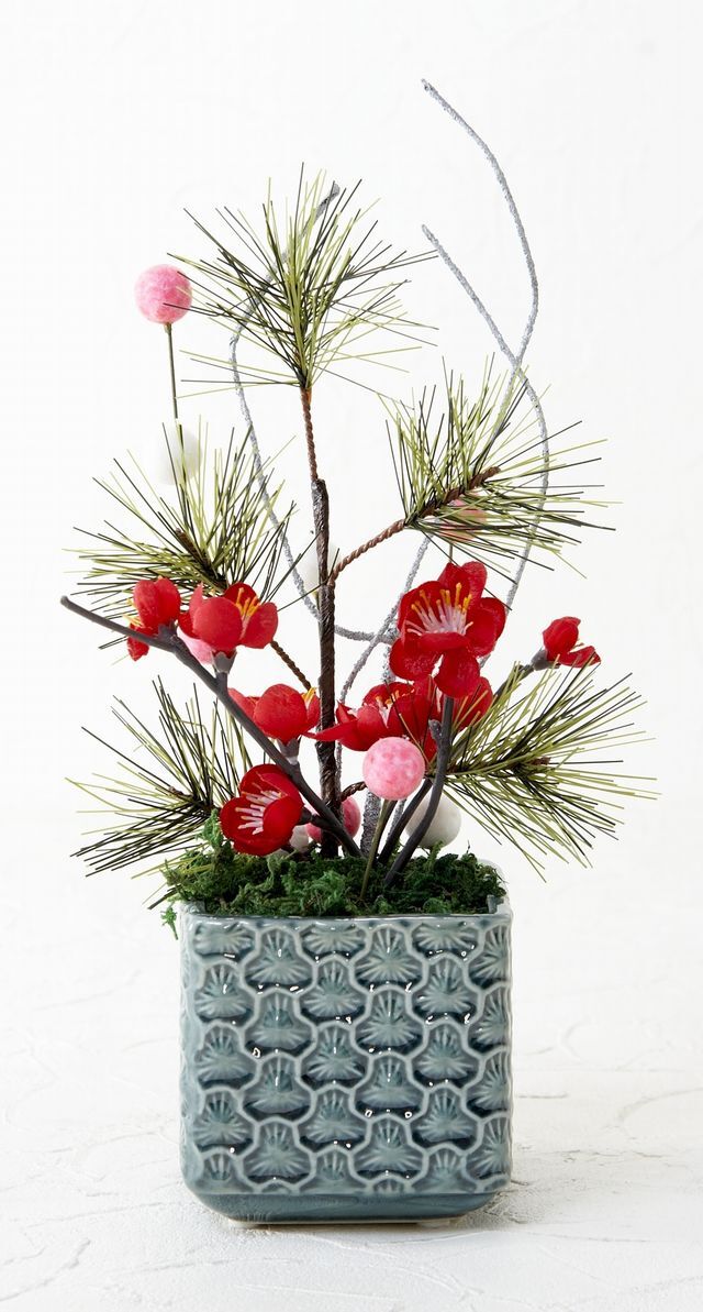 【造花・和モダン・お正月向けアートフラワーアレンジメント】初季