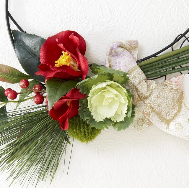 【造花のお正月飾り・和風壁掛け・ハンギングアレンジ】壮春