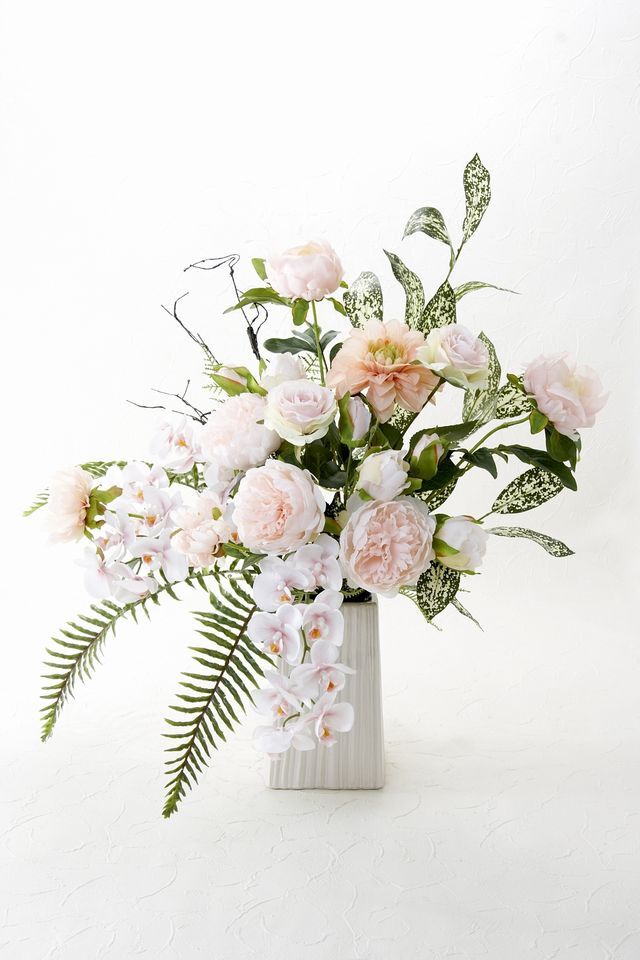 【造花・アーティフィシャルフラワー・インテリアアレンジメント】ブライトライトピーチ