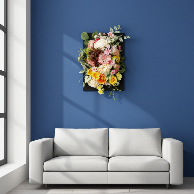 【アーティフィシャル壁掛・造花インテリアフラワー】スクエアフレームアレンジ・花音−kanon