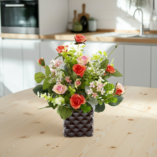 【アーティフィシャルフラワー・造花アレンジメント】ローズデリシャス