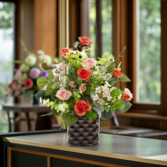 【アーティフィシャルフラワー・造花アレンジメント】ローズデリシャス