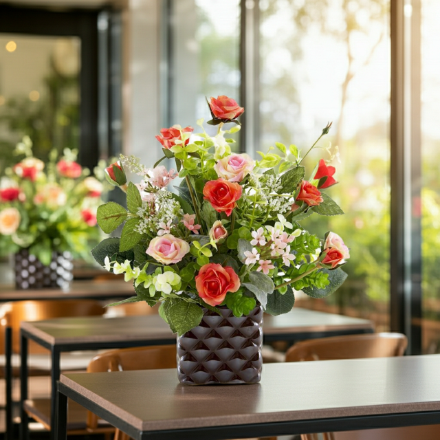 【アーティフィシャルフラワー・造花アレンジメント】ローズデリシャス