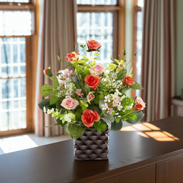 【アーティフィシャルフラワー・造花アレンジメント】ローズデリシャス