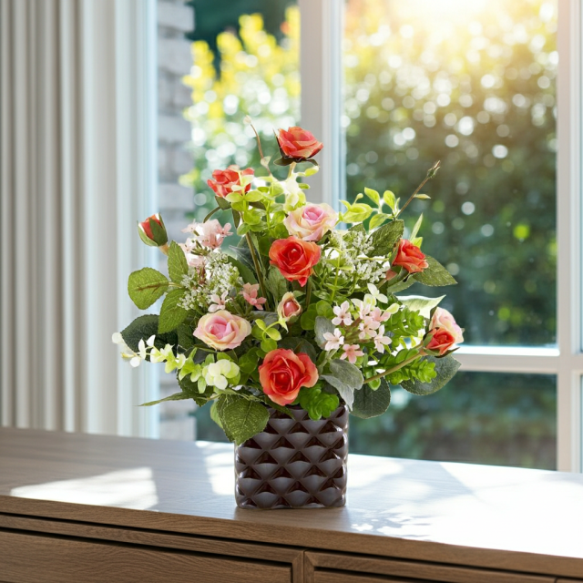 【アーティフィシャルフラワー・造花アレンジメント】ローズデリシャス