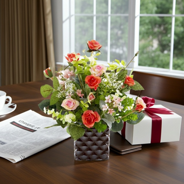 【アーティフィシャルフラワー・造花アレンジメント】ローズデリシャス