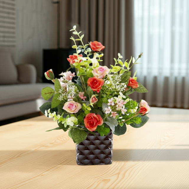 【アーティフィシャルフラワー・造花アレンジメント】ローズデリシャス