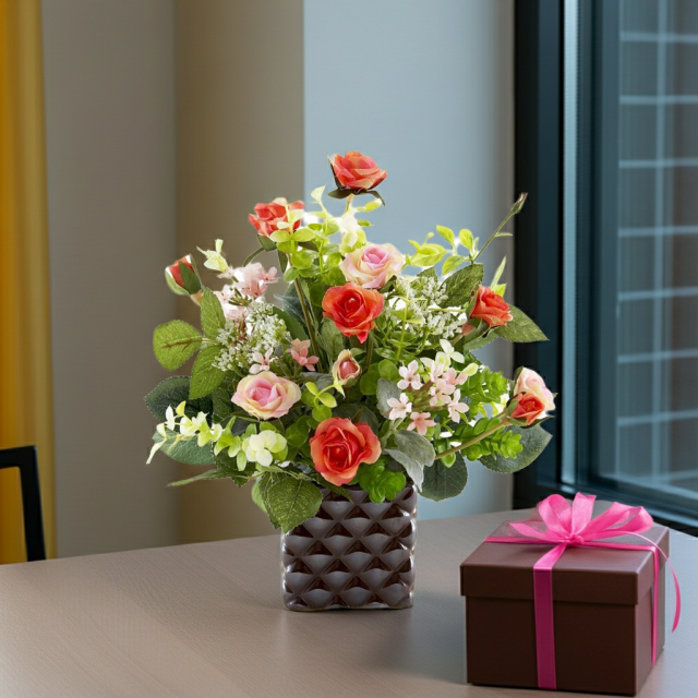 【アーティフィシャルフラワー・造花アレンジメント】ローズデリシャス