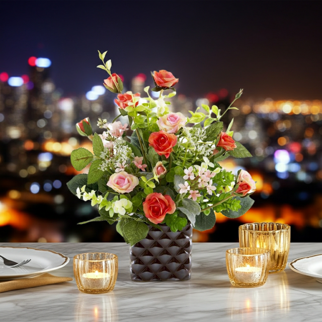 【アーティフィシャルフラワー・造花アレンジメント】ローズデリシャス