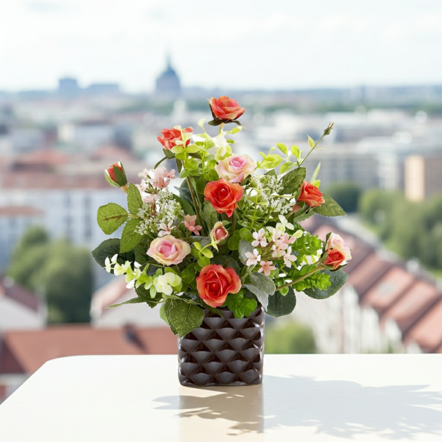 【アーティフィシャルフラワー・造花アレンジメント】ローズデリシャス