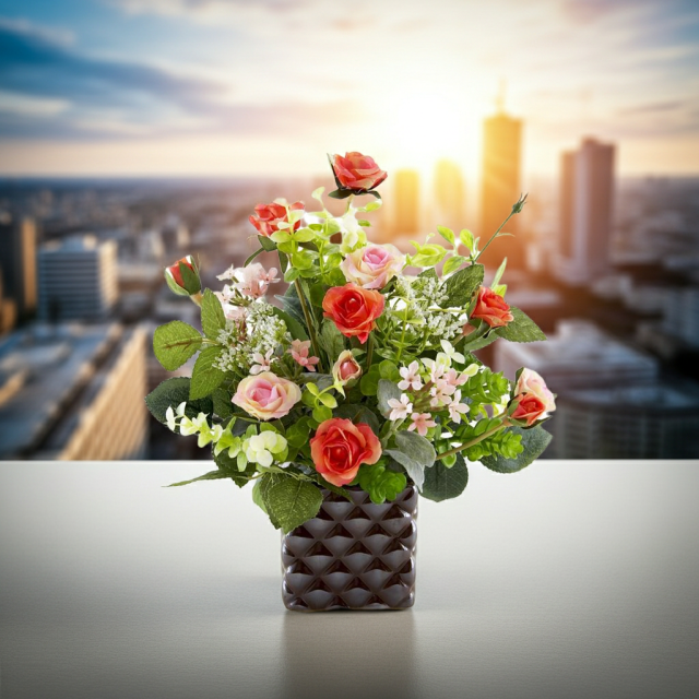 【アーティフィシャルフラワー・造花アレンジメント】ローズデリシャス