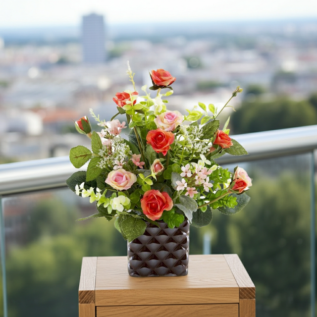 【アーティフィシャルフラワー・造花アレンジメント】ローズデリシャス