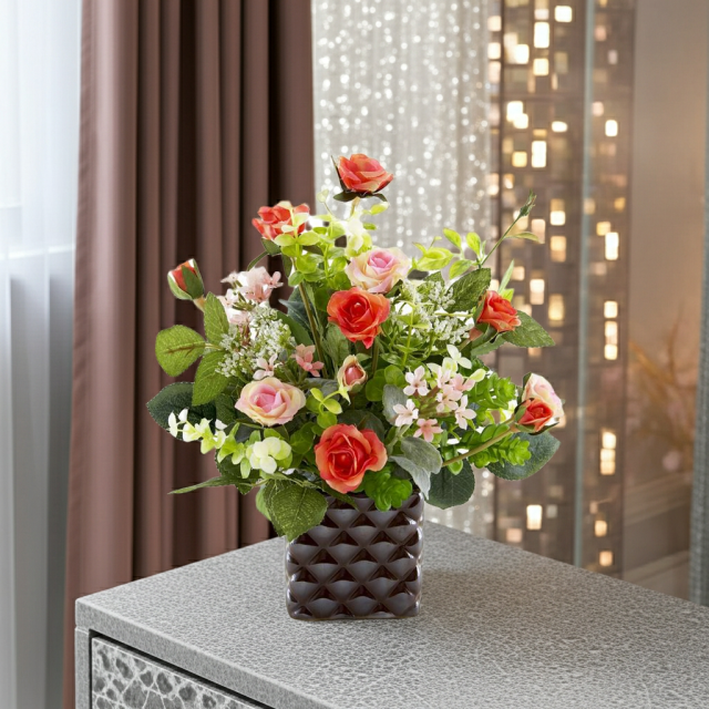 【アーティフィシャルフラワー・造花アレンジメント】ローズデリシャス