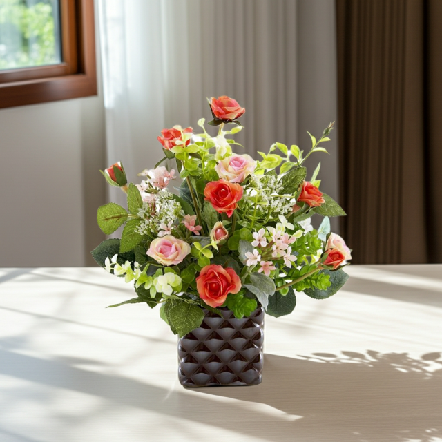 【アーティフィシャルフラワー・造花アレンジメント】ローズデリシャス