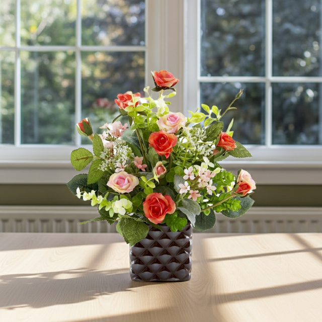 【アーティフィシャルフラワー・造花アレンジメント】ローズデリシャス