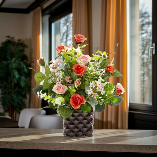 【アーティフィシャルフラワー・造花アレンジメント】ローズデリシャス