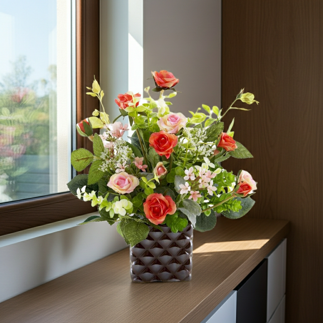 【アーティフィシャルフラワー・造花アレンジメント】ローズデリシャス