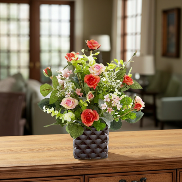 【アーティフィシャルフラワー・造花アレンジメント】ローズデリシャス