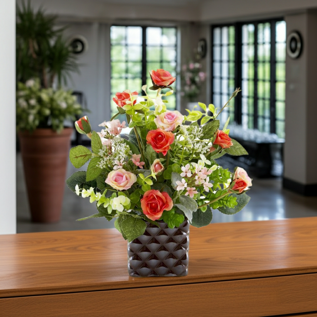 【アーティフィシャルフラワー・造花アレンジメント】ローズデリシャス