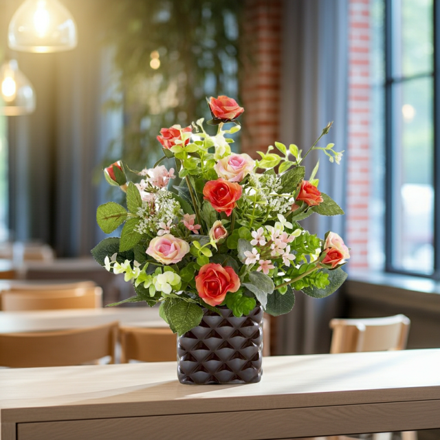 【アーティフィシャルフラワー・造花アレンジメント】ローズデリシャス