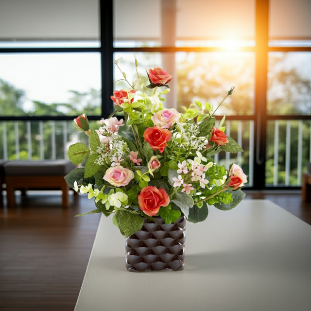 【アーティフィシャルフラワー・造花アレンジメント】ローズデリシャス