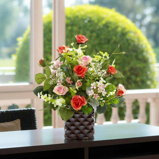 【アーティフィシャルフラワー・造花アレンジメント】ローズデリシャス