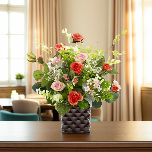 【アーティフィシャルフラワー・造花アレンジメント】ローズデリシャス