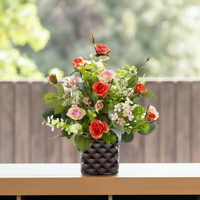 【アーティフィシャルフラワー・造花アレンジメント】ローズデリシャス