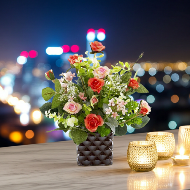 【アーティフィシャルフラワー・造花アレンジメント】ローズデリシャス