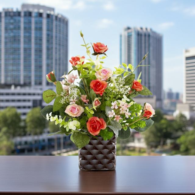 【アーティフィシャルフラワー・造花アレンジメント】ローズデリシャス