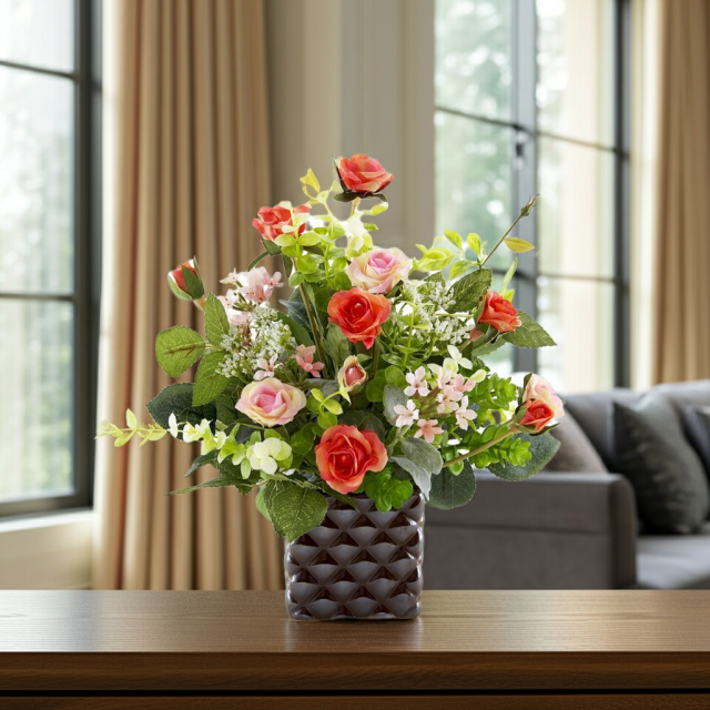 【アーティフィシャルフラワー・造花アレンジメント】ローズデリシャス