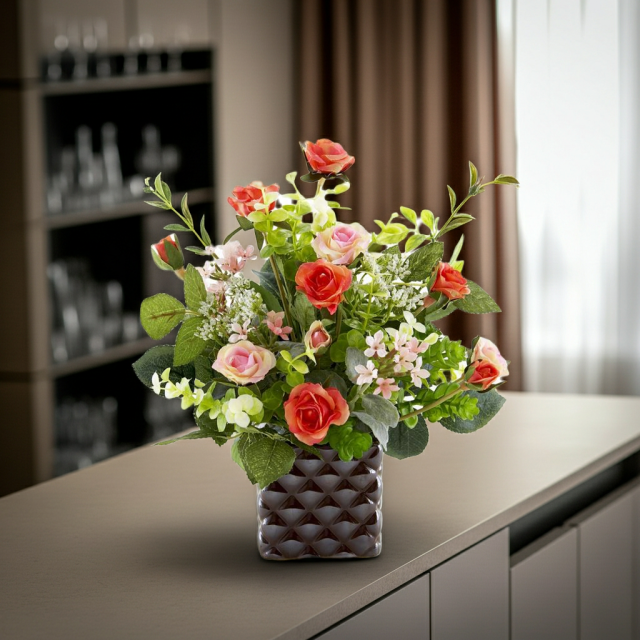 【アーティフィシャルフラワー・造花アレンジメント】ローズデリシャス