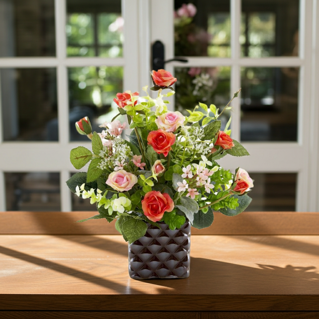 【アーティフィシャルフラワー・造花アレンジメント】ローズデリシャス