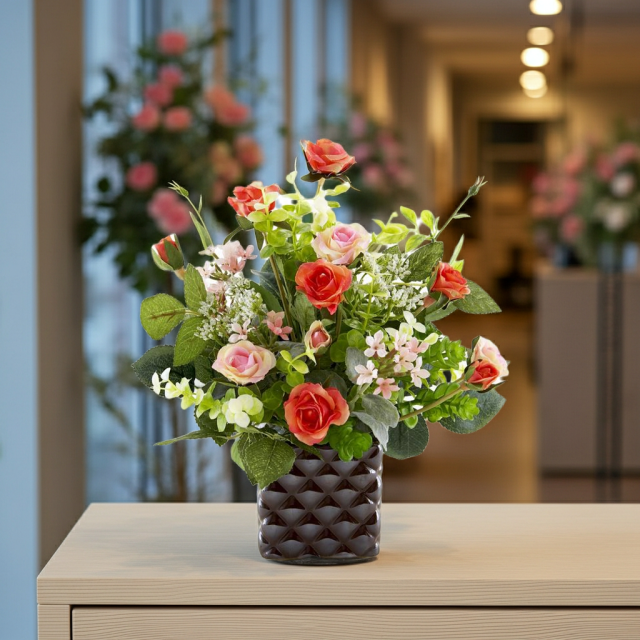 【アーティフィシャルフラワー・造花アレンジメント】ローズデリシャス