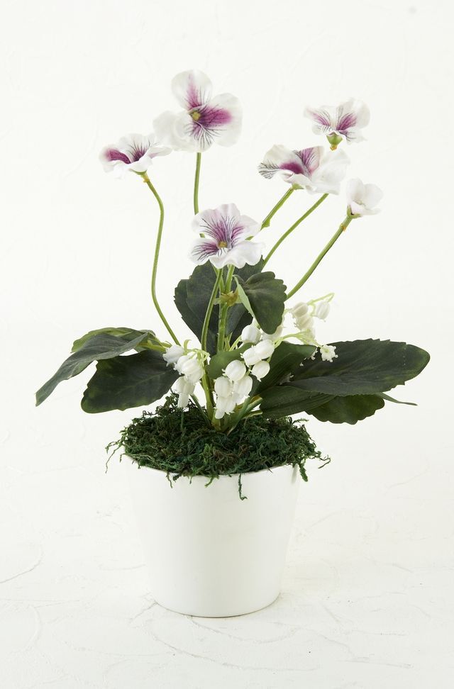 【造花・アーティフィシャルフラワー・アレンジメント】パンジーポット