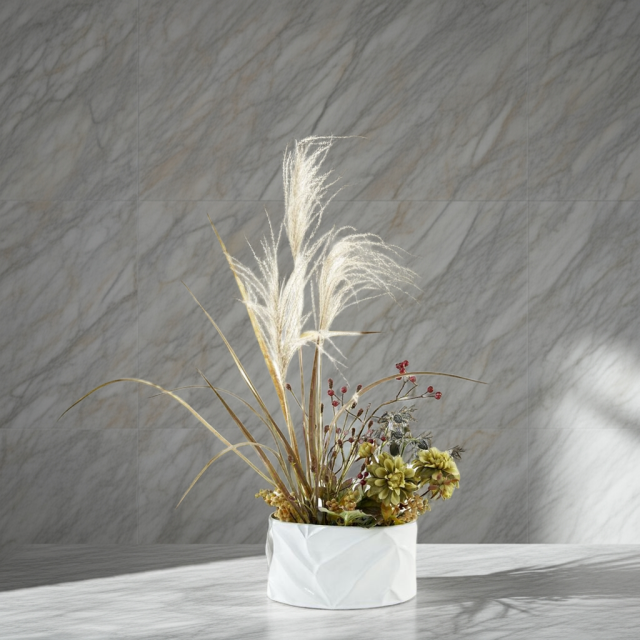 【造花・アーティフィシャルフラワー・和モダンアレンジメント】ダリアとススキのジャパニーズモダンアレンジメント