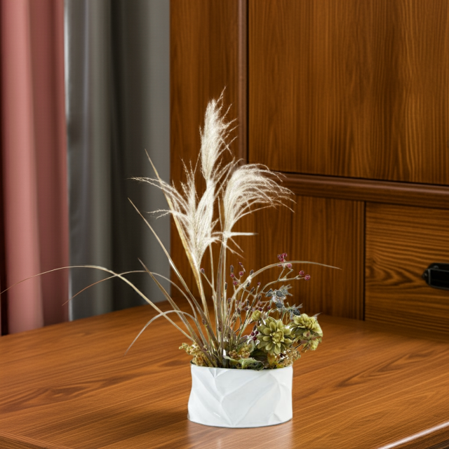 【造花・アーティフィシャルフラワー・和モダンアレンジメント】ダリアとススキのジャパニーズモダンアレンジメント