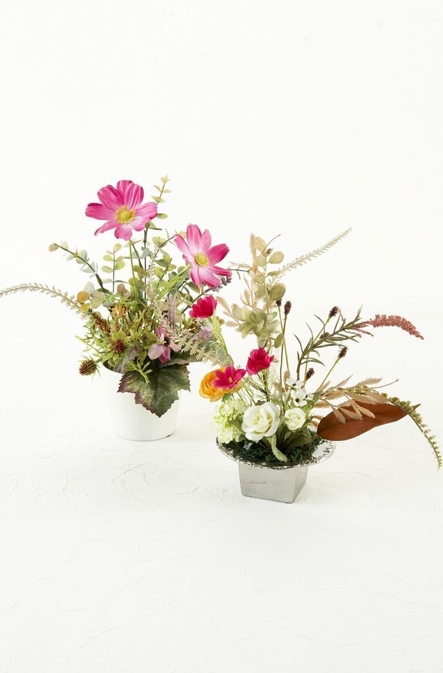 【造花インテリア・アートフラワー・アーティフィシャルフラワーアレンジメント】ミニコスモスのオータムアレンジ